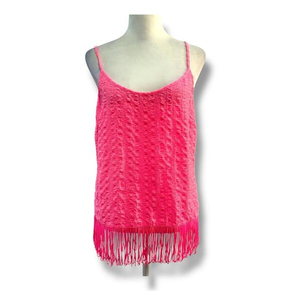 LILLY PULITZER Hot Pink  Sleeveless Camisole with Fringe Hem SZ S - Picture 5 of 11